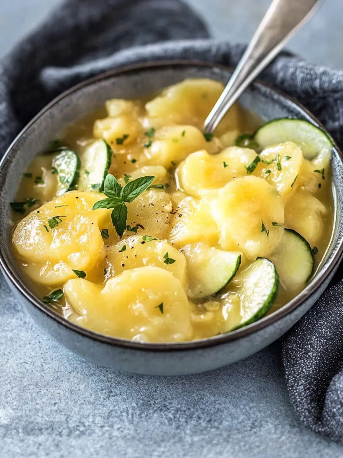 Classic potato salad with vinegar and oil