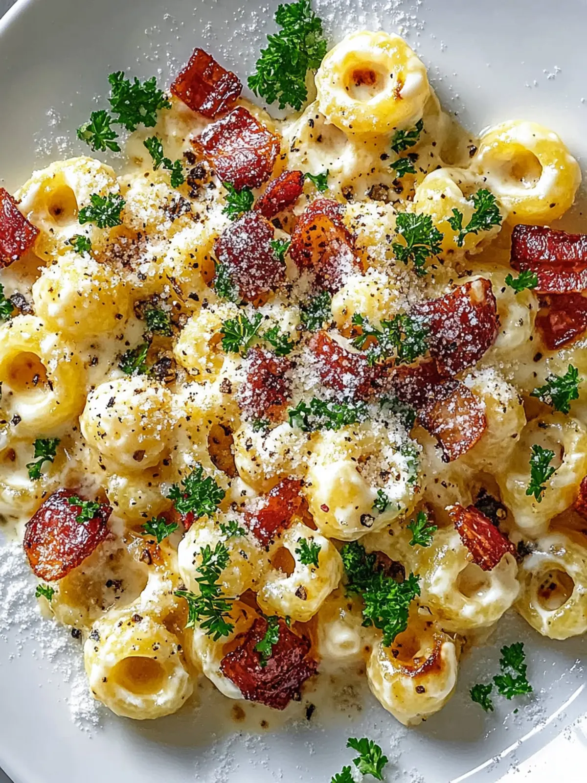 Spätzle-Carbonara mit knusprigem Speck
