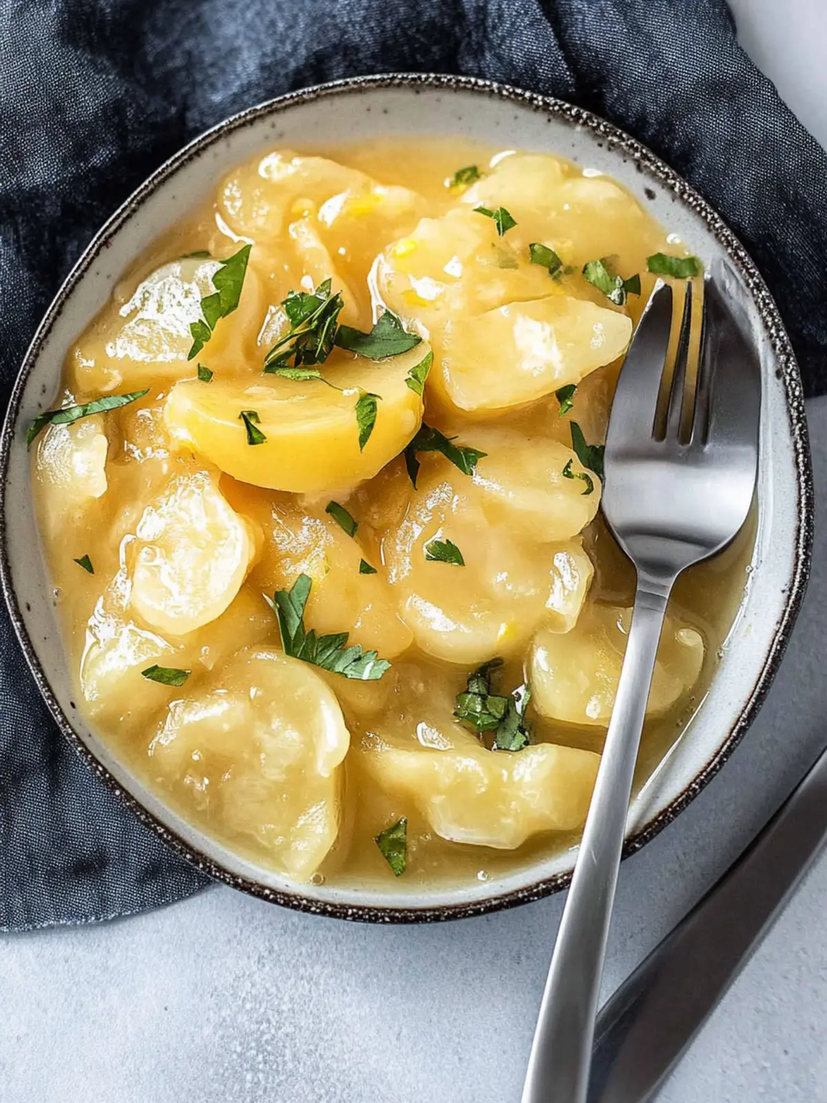 Classic potato salad with vinegar and oil