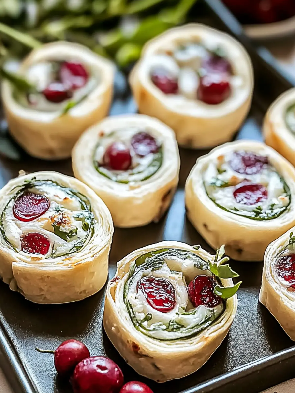 Weihnachtscranberry-Roll-Ups für Feste und Feiern