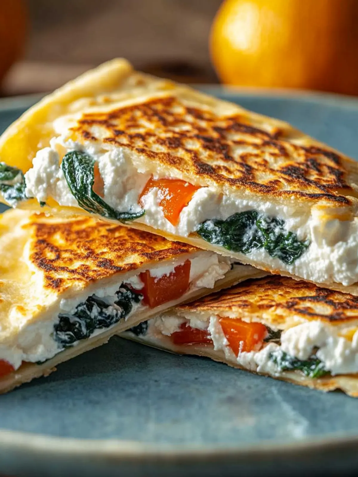 Cremige Spinat Feta Quesadillas