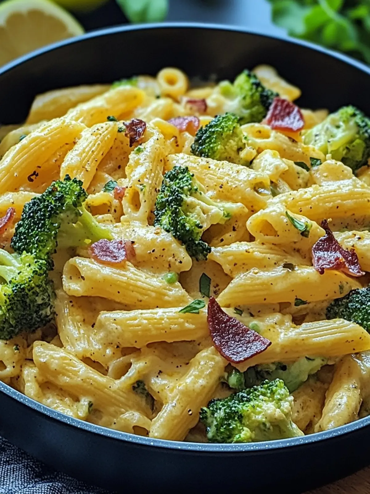 Cremige Pastapfanne mit Brokkoli und Bacon wie im Traum