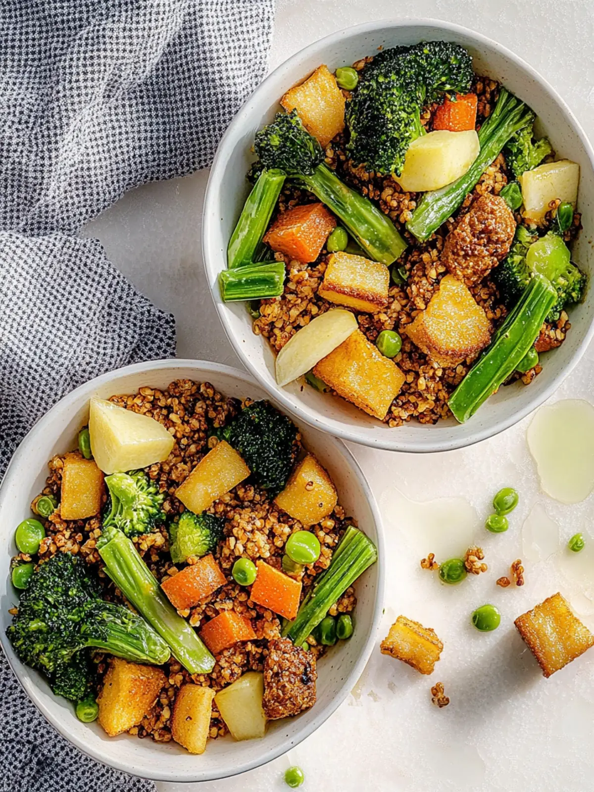 Quinoa pan with fried tofu