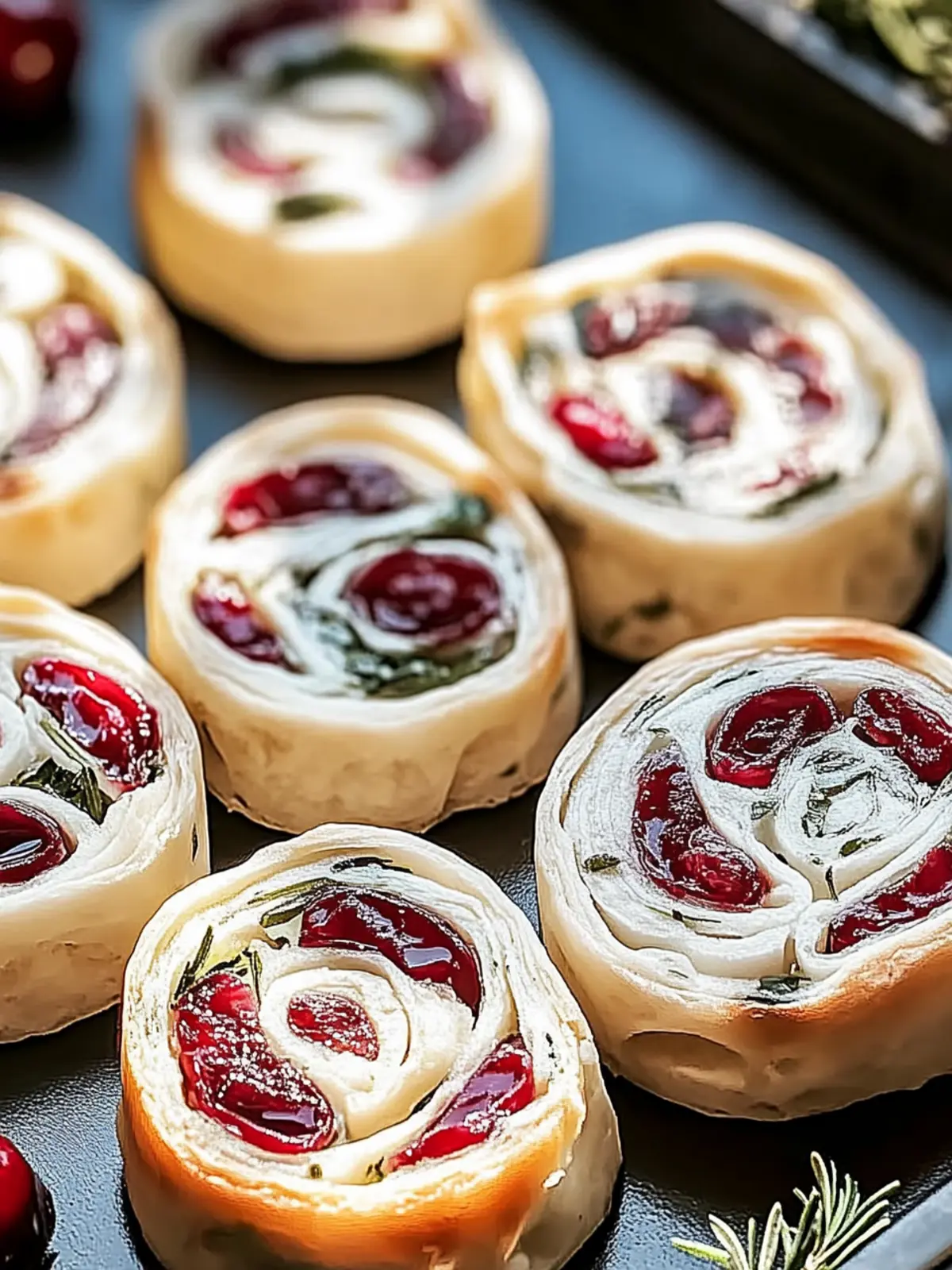 Weihnachtscranberry-Roll-Ups für Feste und Feiern