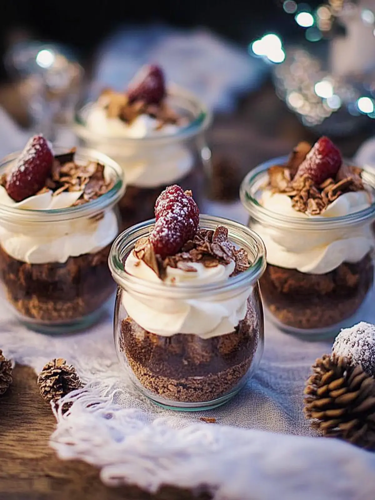 Dessert mit Bueno-Creme und fluffigem Brownie-Boden