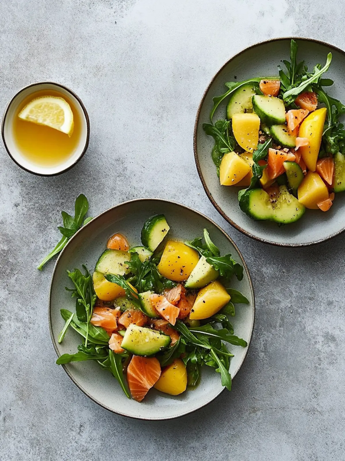 Rauchlachs-Mango-Salat mit Croûtons