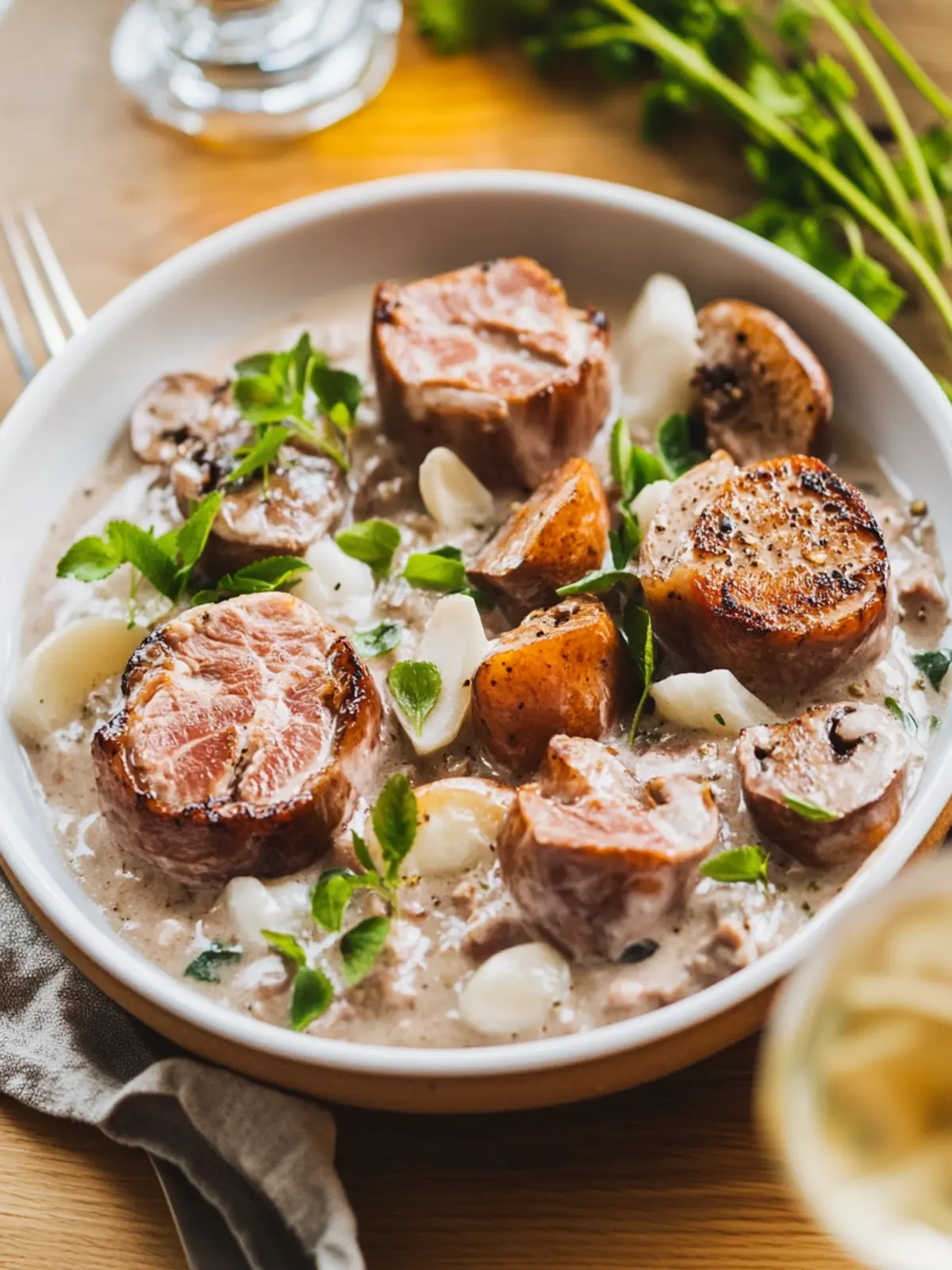 Schweinemedaillons mit Champignonrahmsoße