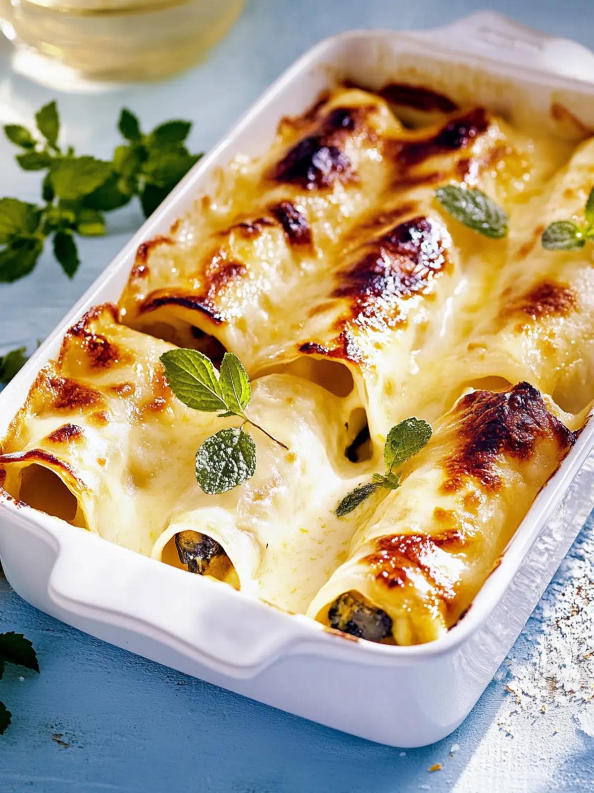 Cannelloni with summer vegetables and pine nuts