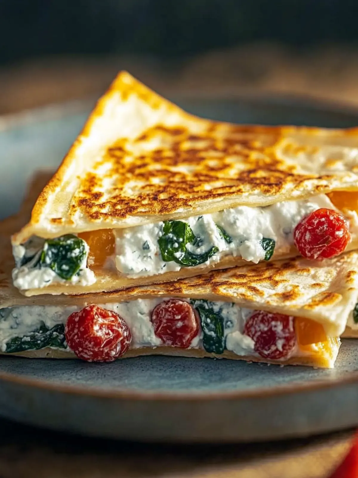 Cremige Spinat Feta Quesadillas