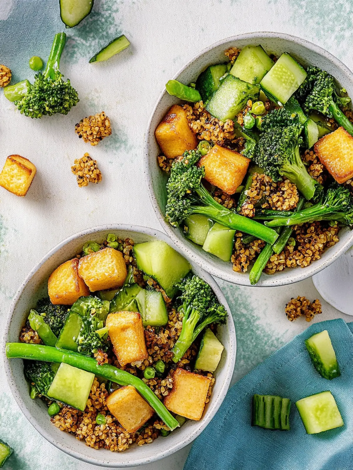 Quinoa pan with fried tofu