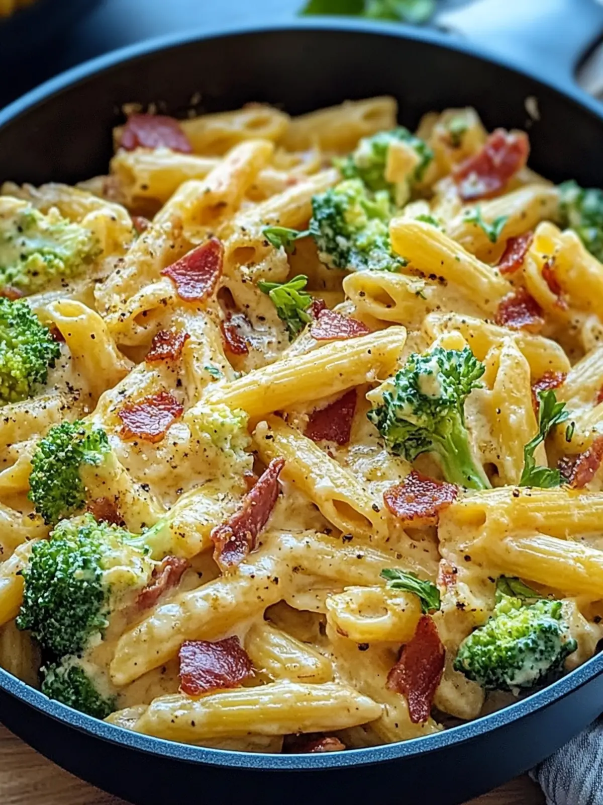 Cremige Pastapfanne mit Brokkoli und Bacon wie im Traum