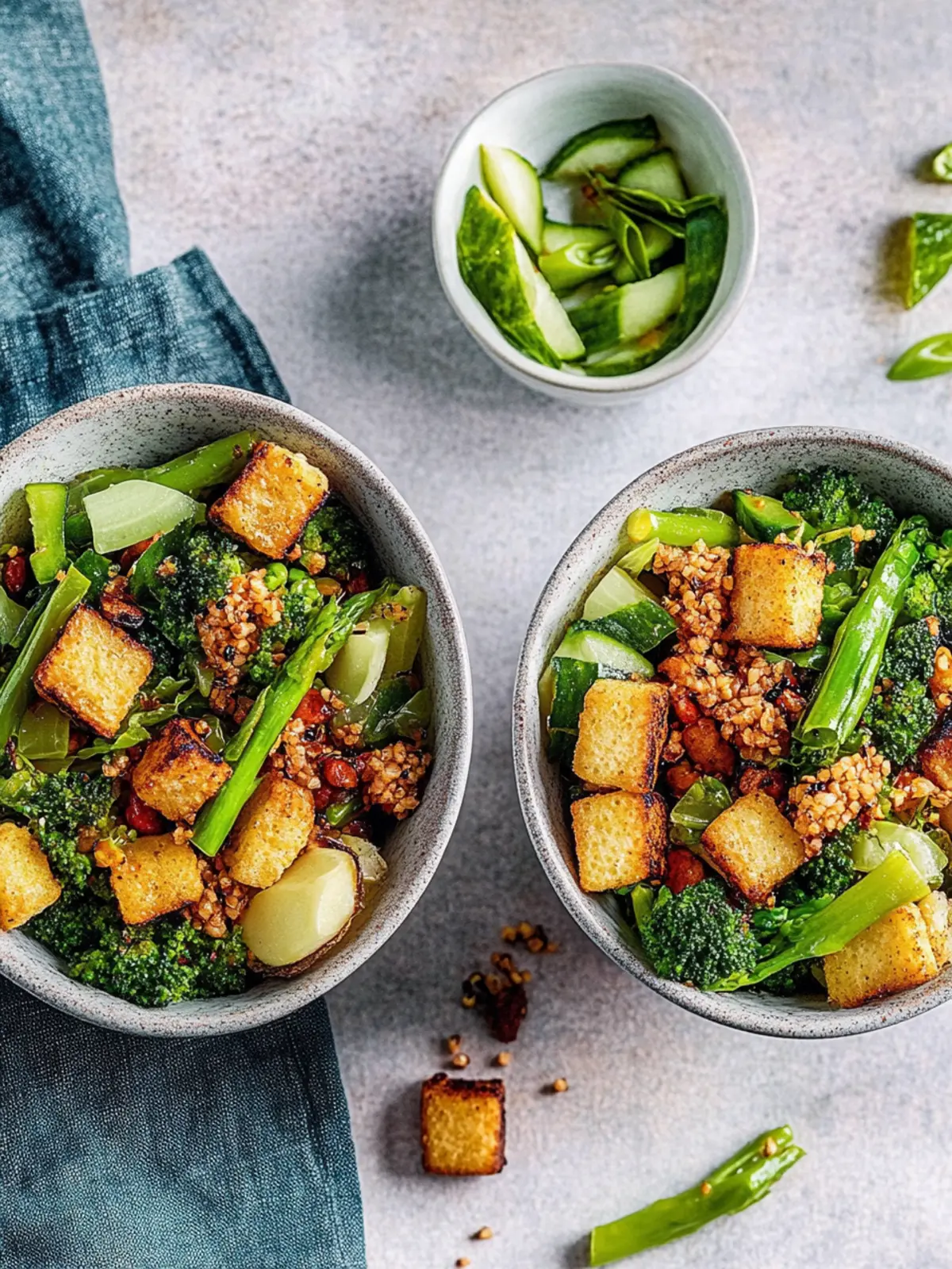 Quinoa pan with fried tofu