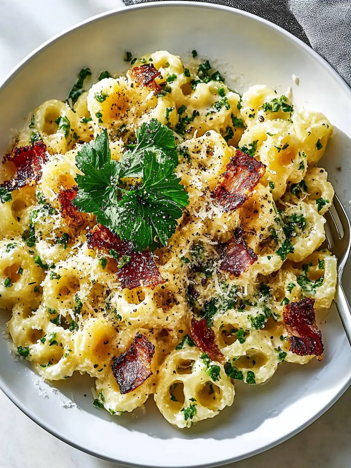 Spätzle-Carbonara mit knusprigem Speck