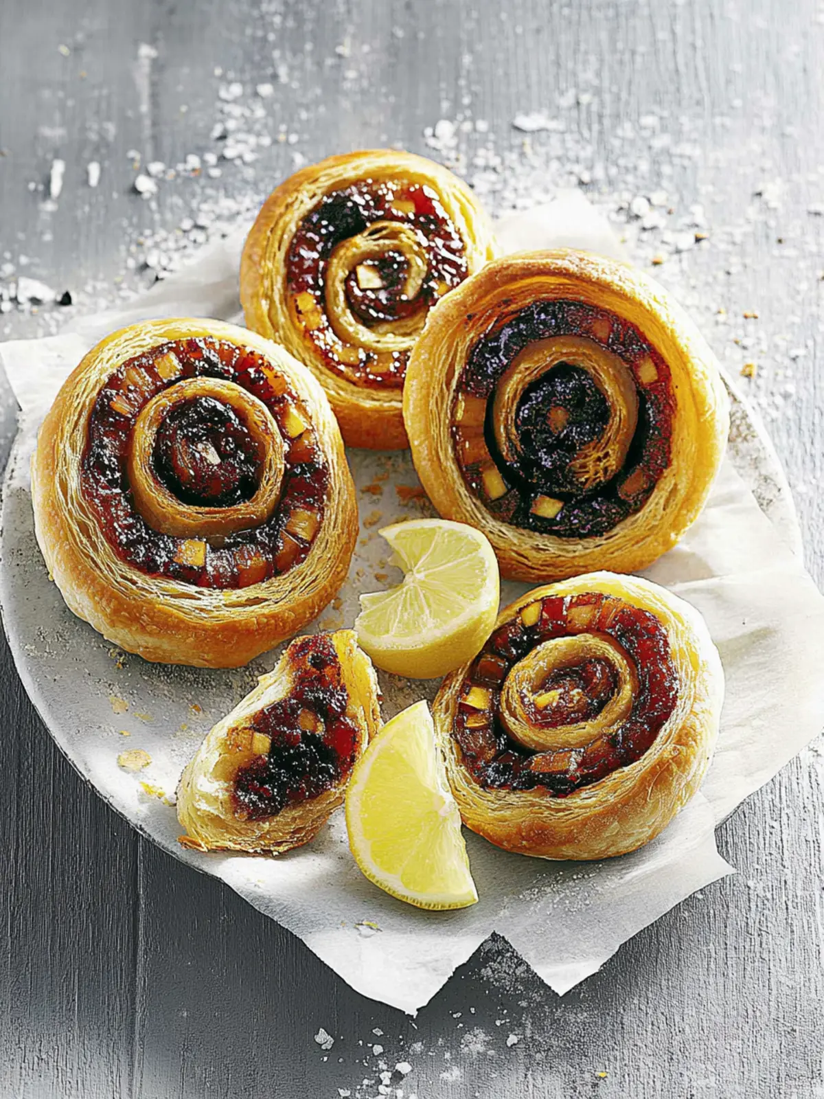 Pizza-Schnecken mit grünem Pesto