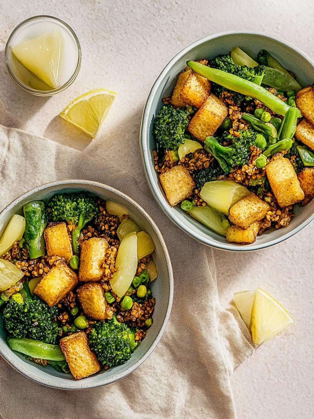Quinoa pan with fried tofu