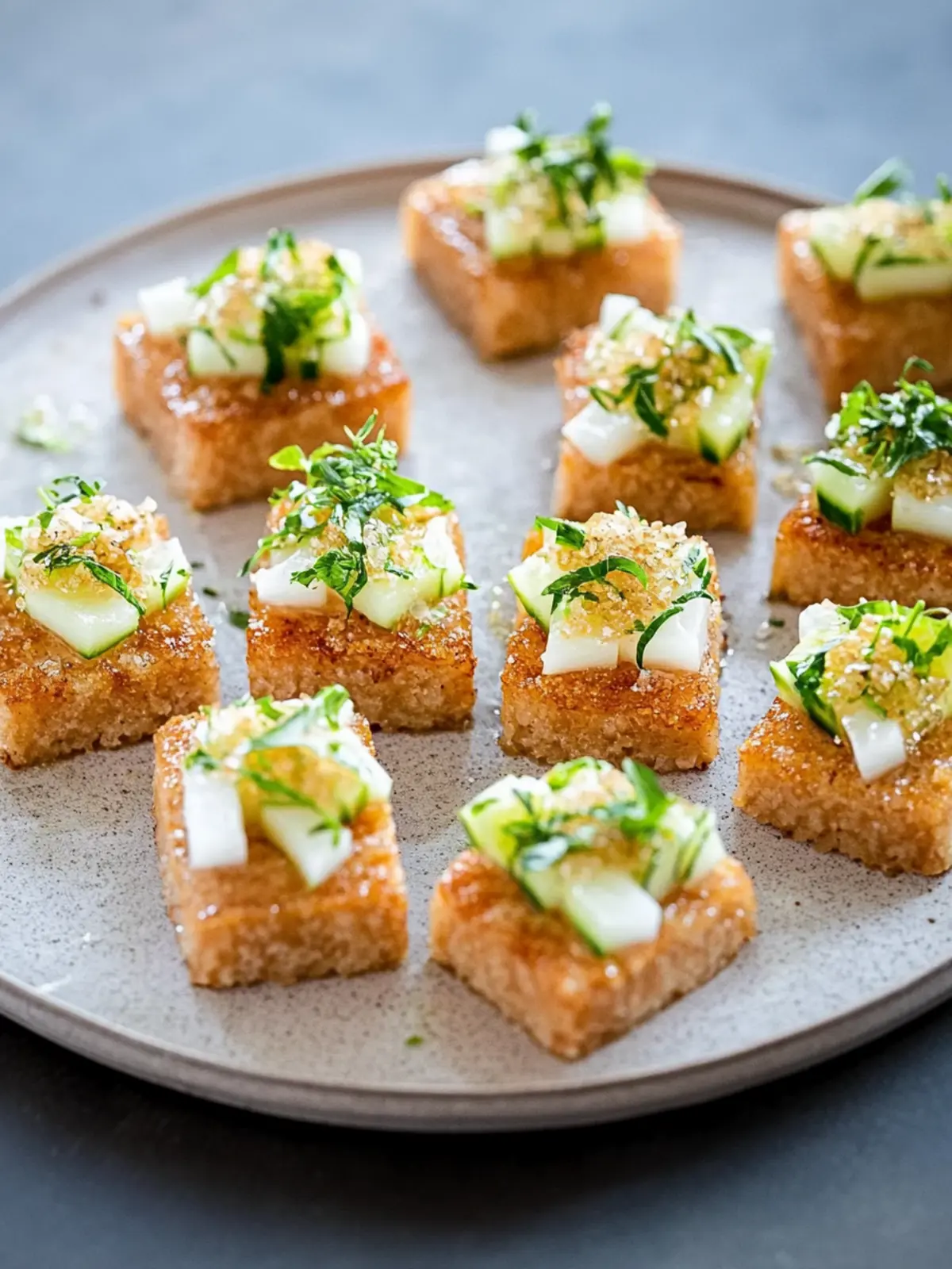 Knuspriger Reis, Saté, Limettenblatt