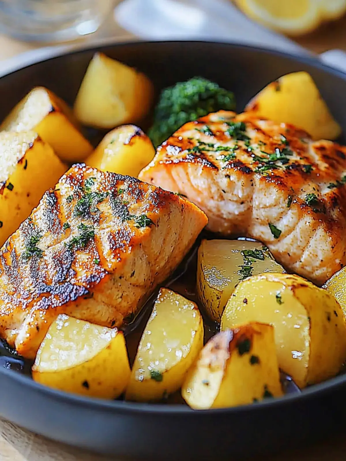 Lachs mit Gemüse aus der Heißluftfritteuse