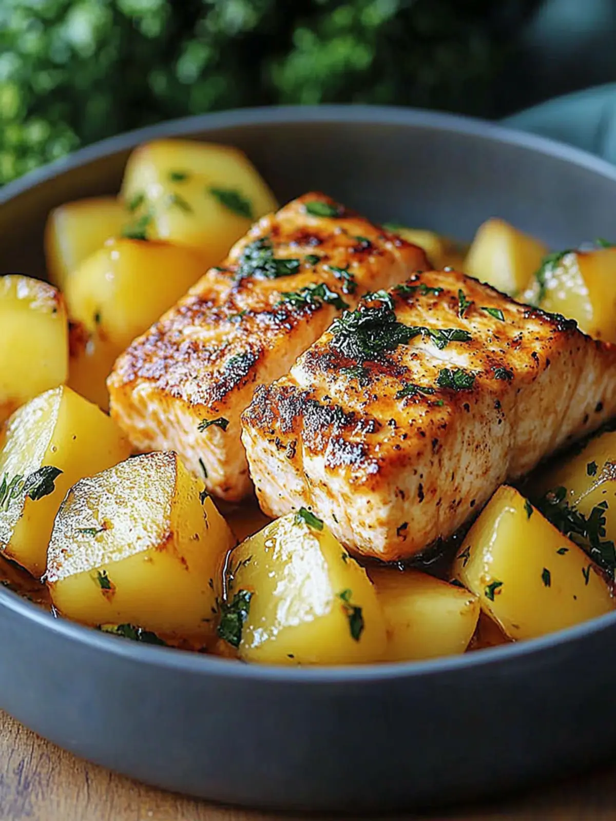 Lachs mit Gemüse aus der Heißluftfritteuse