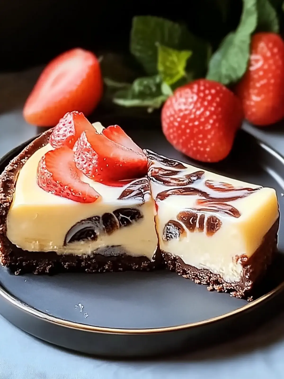 Schokoladen-Erdbeer-Wirbel-Käsekuchen