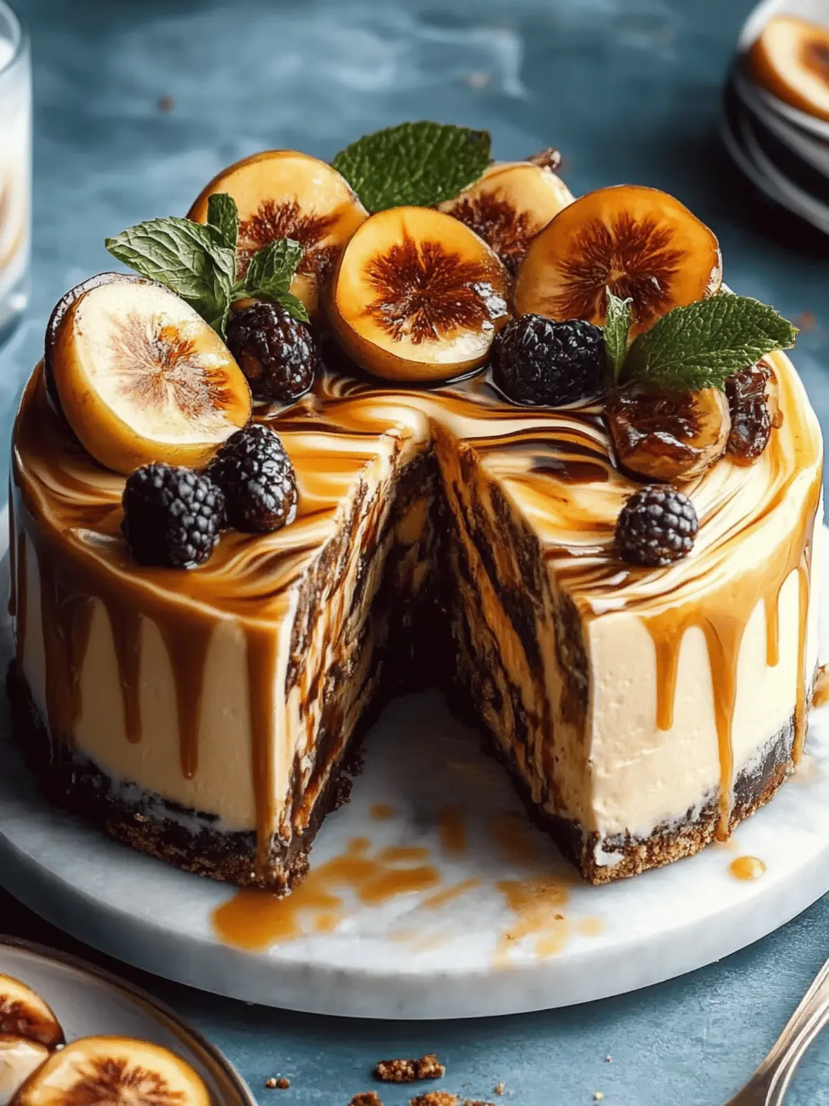 Cheesecake mit Keksboden und gesalzenem Karamell-Swirl