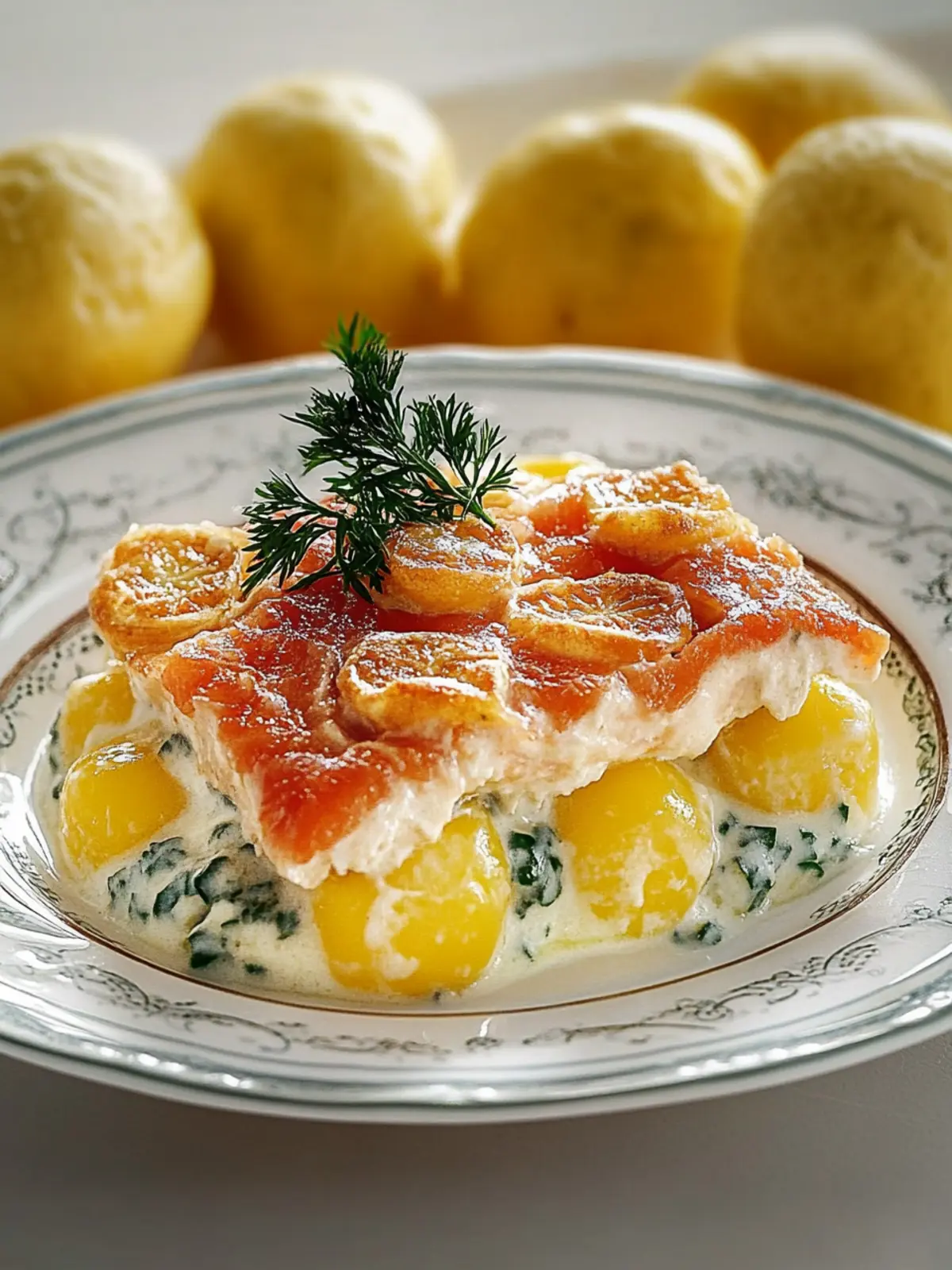 Zarter Lachs Auflauf mit Kartoffeln