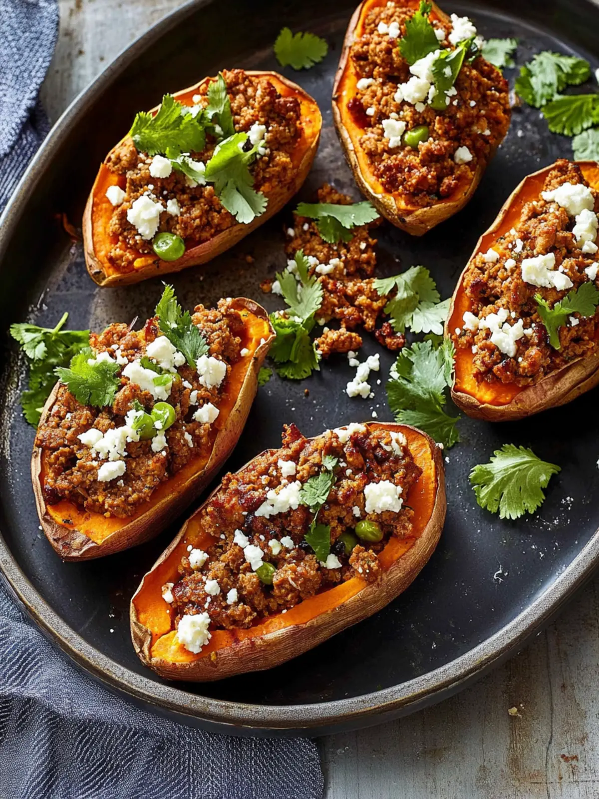 Stuffed sweet potatoes with veal mince and feta