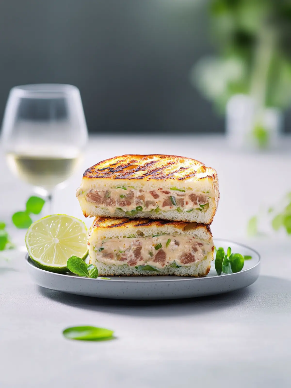 Gegrilltes Thunfisch-Käse-Sandwich