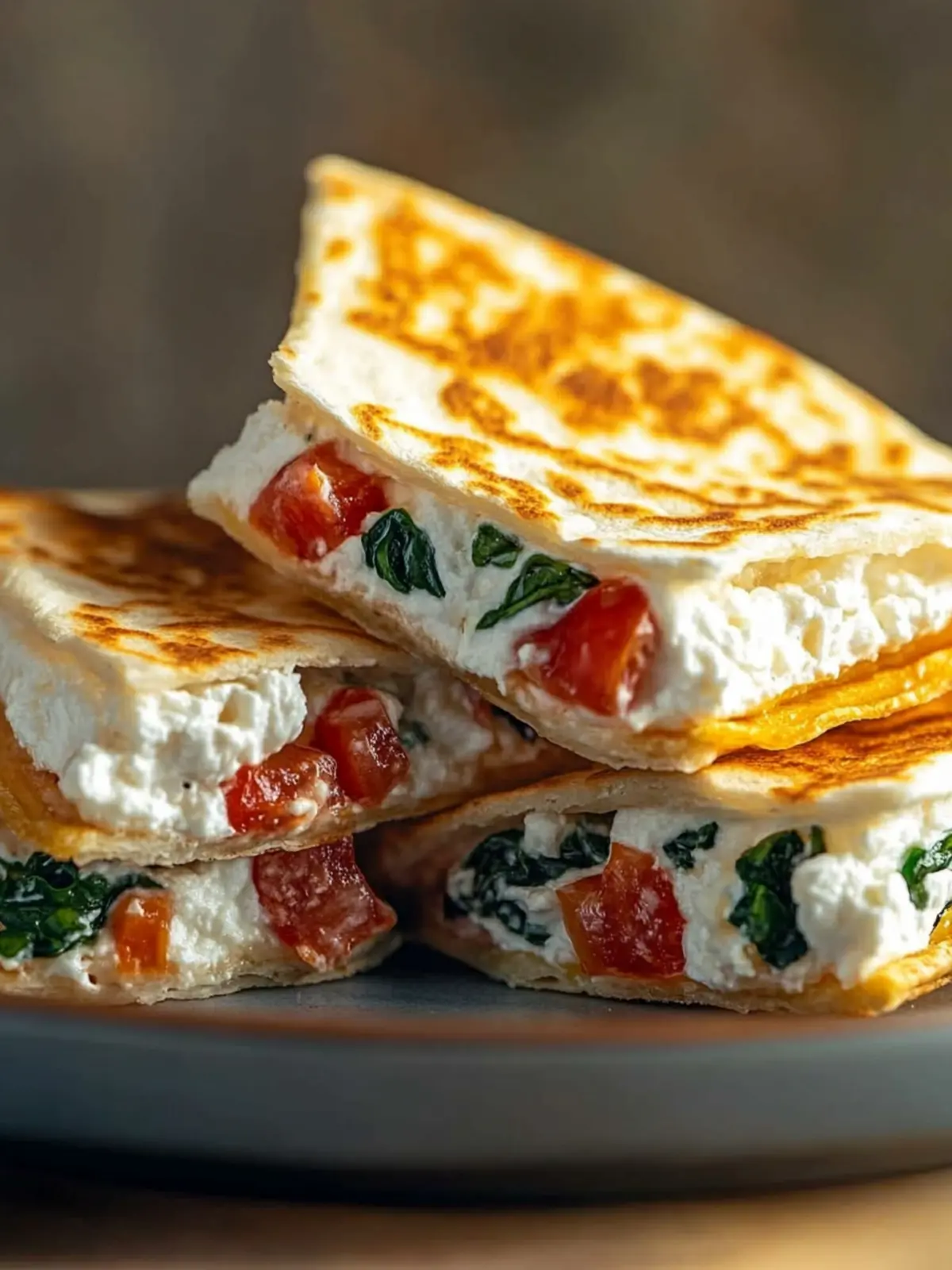 Cremige Spinat Feta Quesadillas