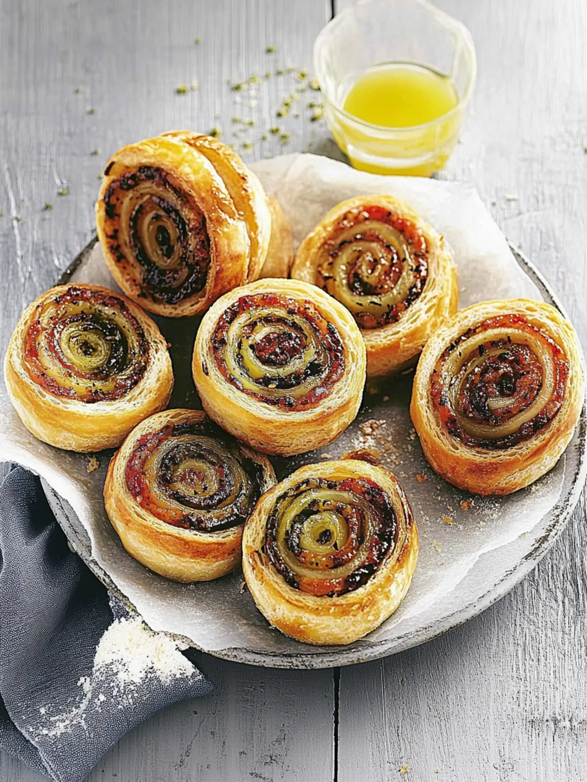 Pizza-Schnecken mit grünem Pesto