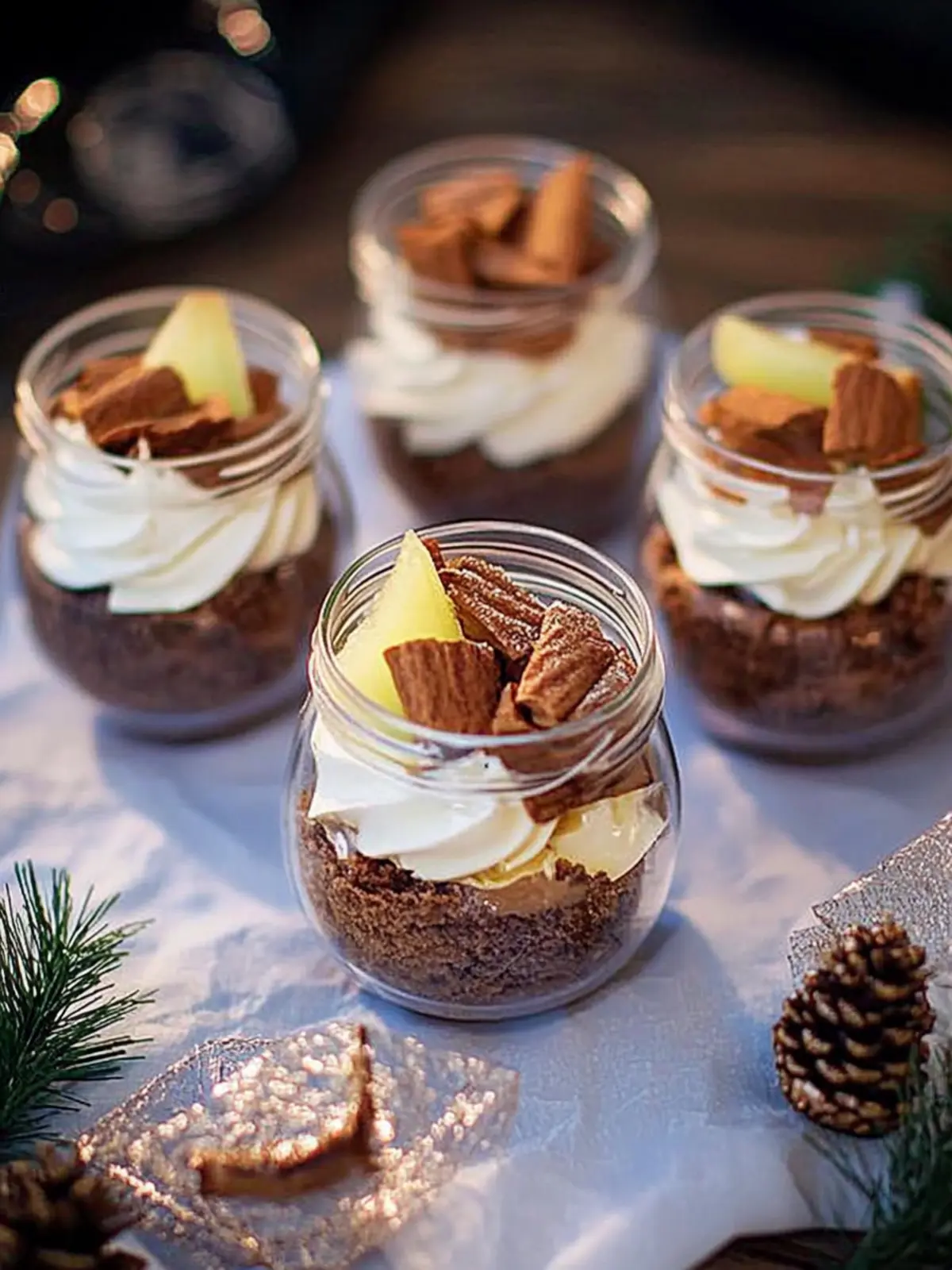 Dessert mit Bueno-Creme und fluffigem Brownie-Boden