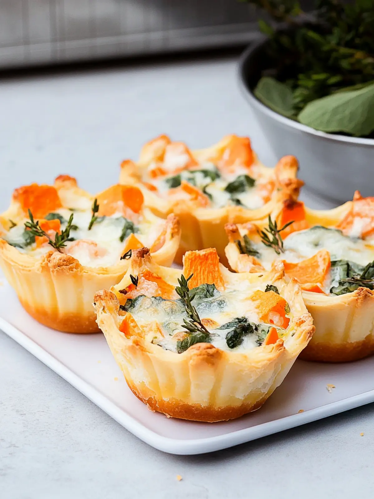 Delicious mini quiches with salmon and spinach are the perfect snack for the finger food buffet
