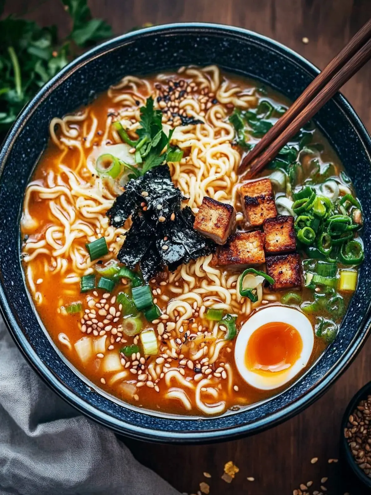 Köstliche vegane Ramen-Suppe für jedes Wetter genießen