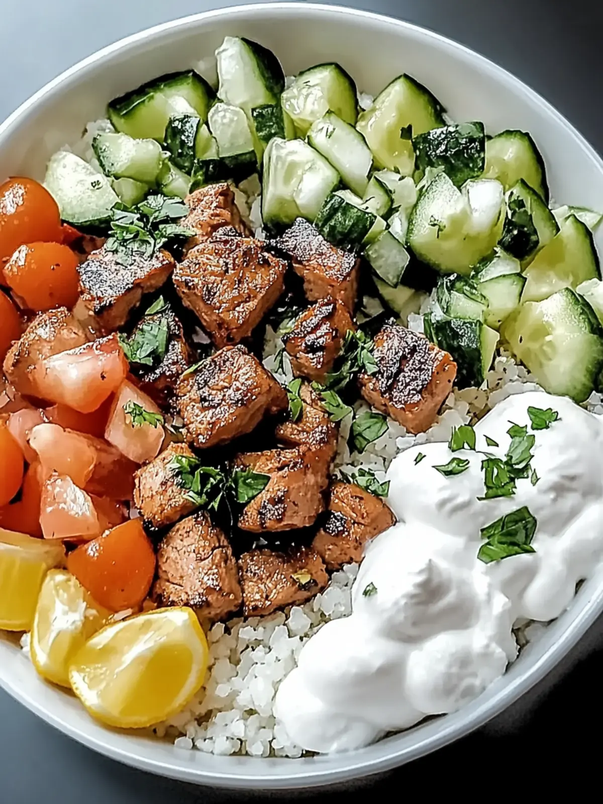 Genießen Sie eine gesunde Kebab-Bowl mit hohem Eiweißgehalt