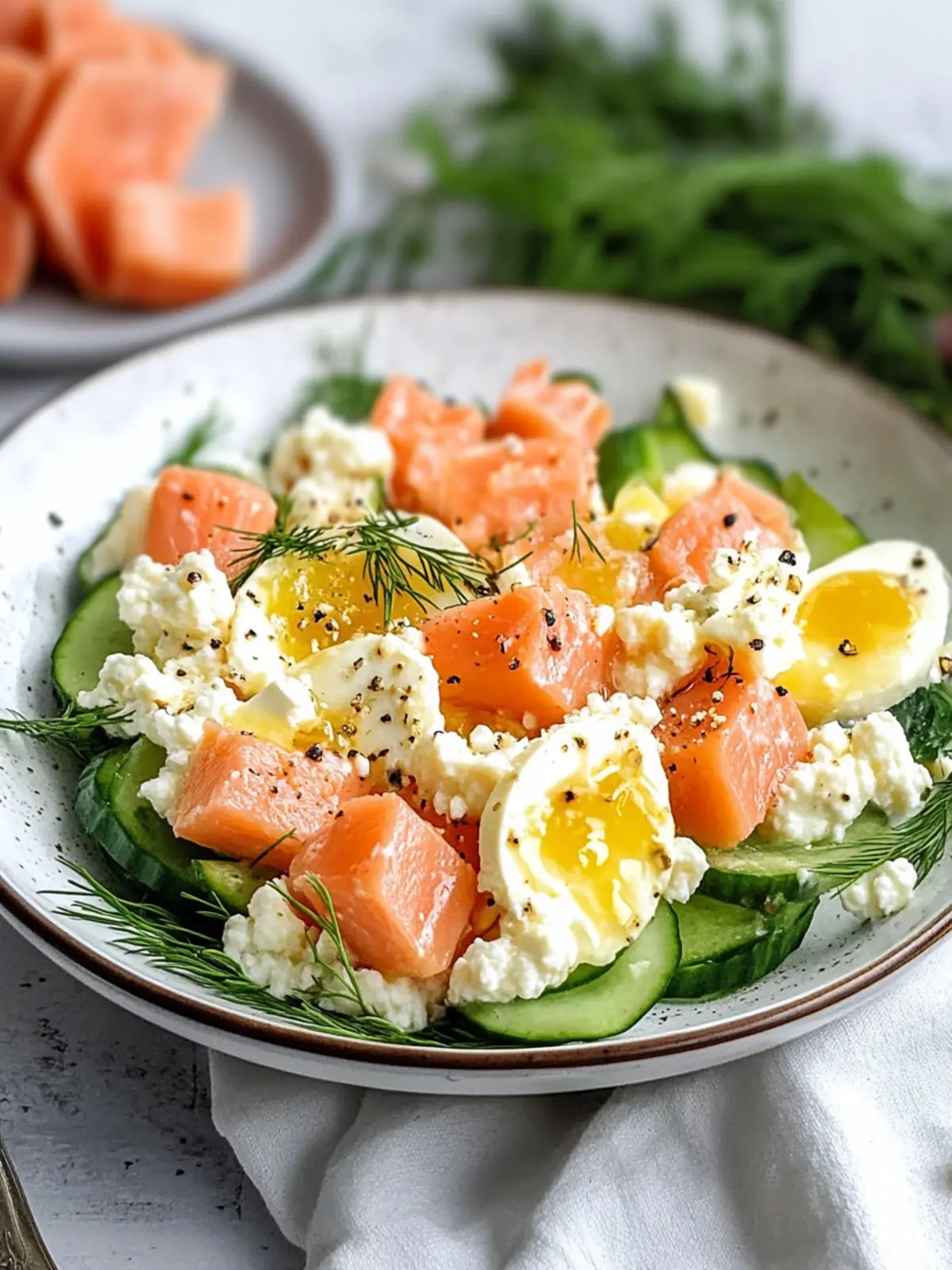 Heartfelt breakfast egg salad with cottage cheese & smoked salmon