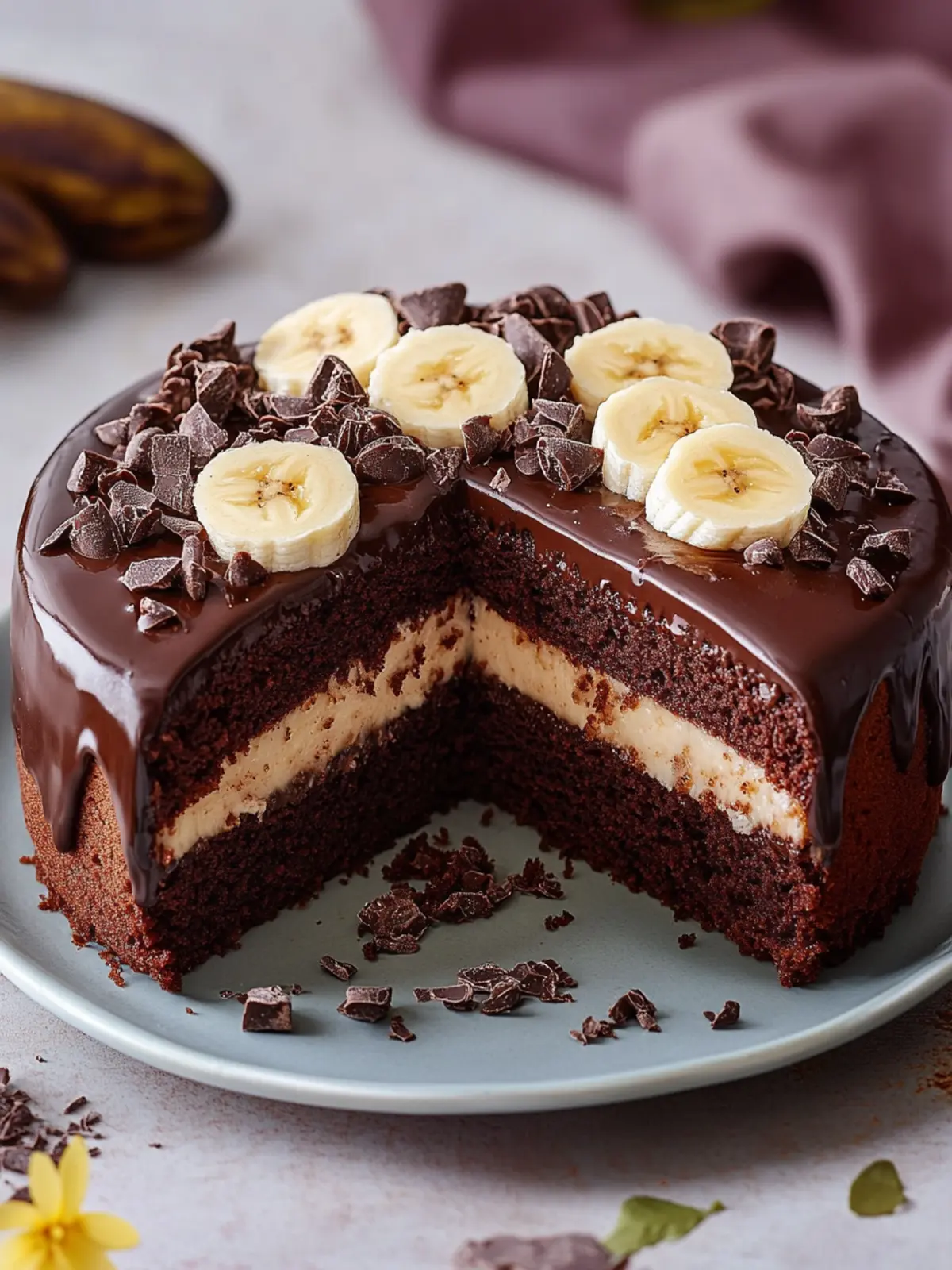 A piece of happiness with the chocolate banana cake with egg liqueur