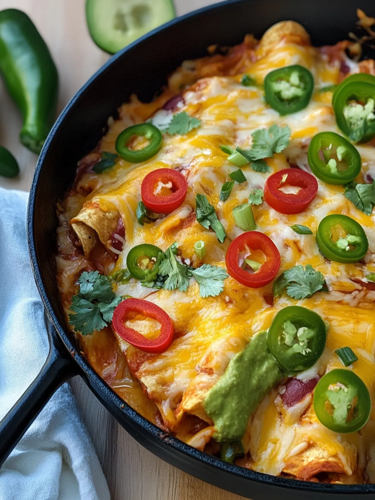 Hochprotein Hähnchen Enchilada Pfanne (Ein-Pfannen Abendessen Rezept)