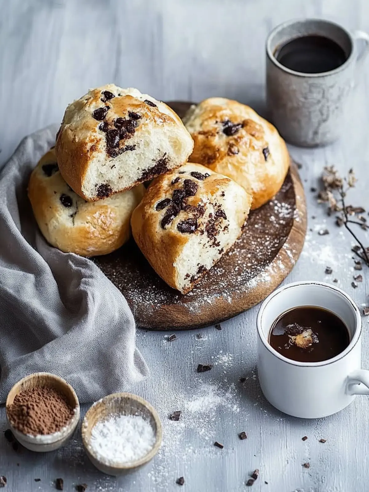 Fluffige Schokoladenbrötchen mit Hefe