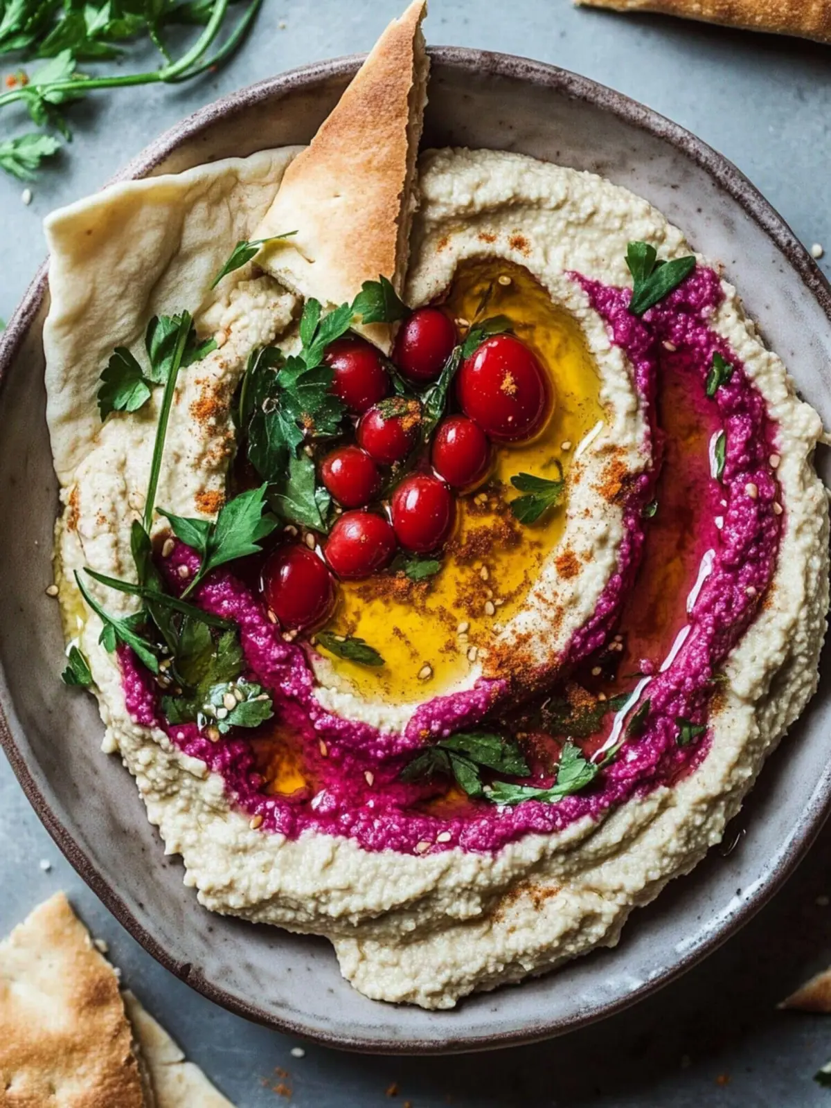 Geröstete Randen Hummus Pita