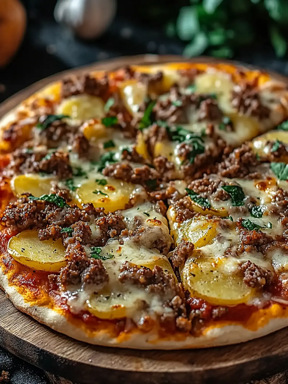 Crispy potato pizza with minced meat – A hearty oven recipe