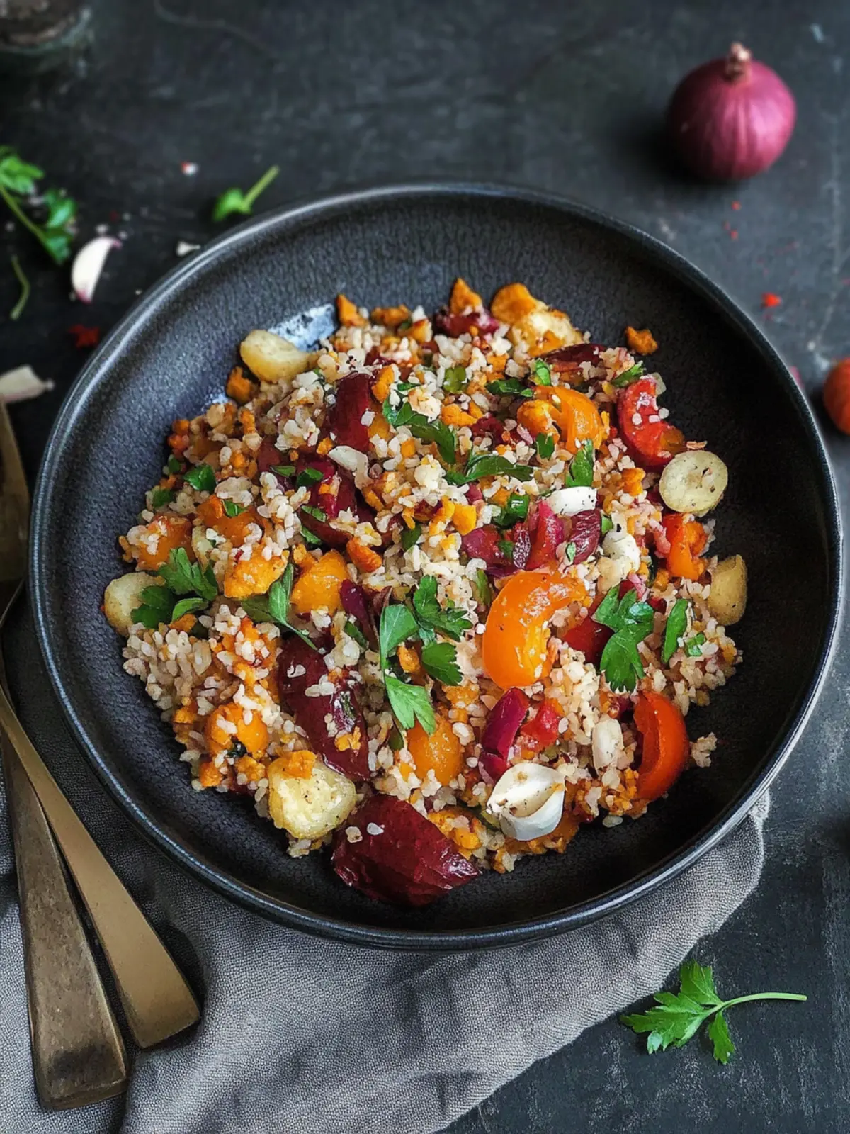 Knuspriger Reissalat mit herbstlichen Zutaten