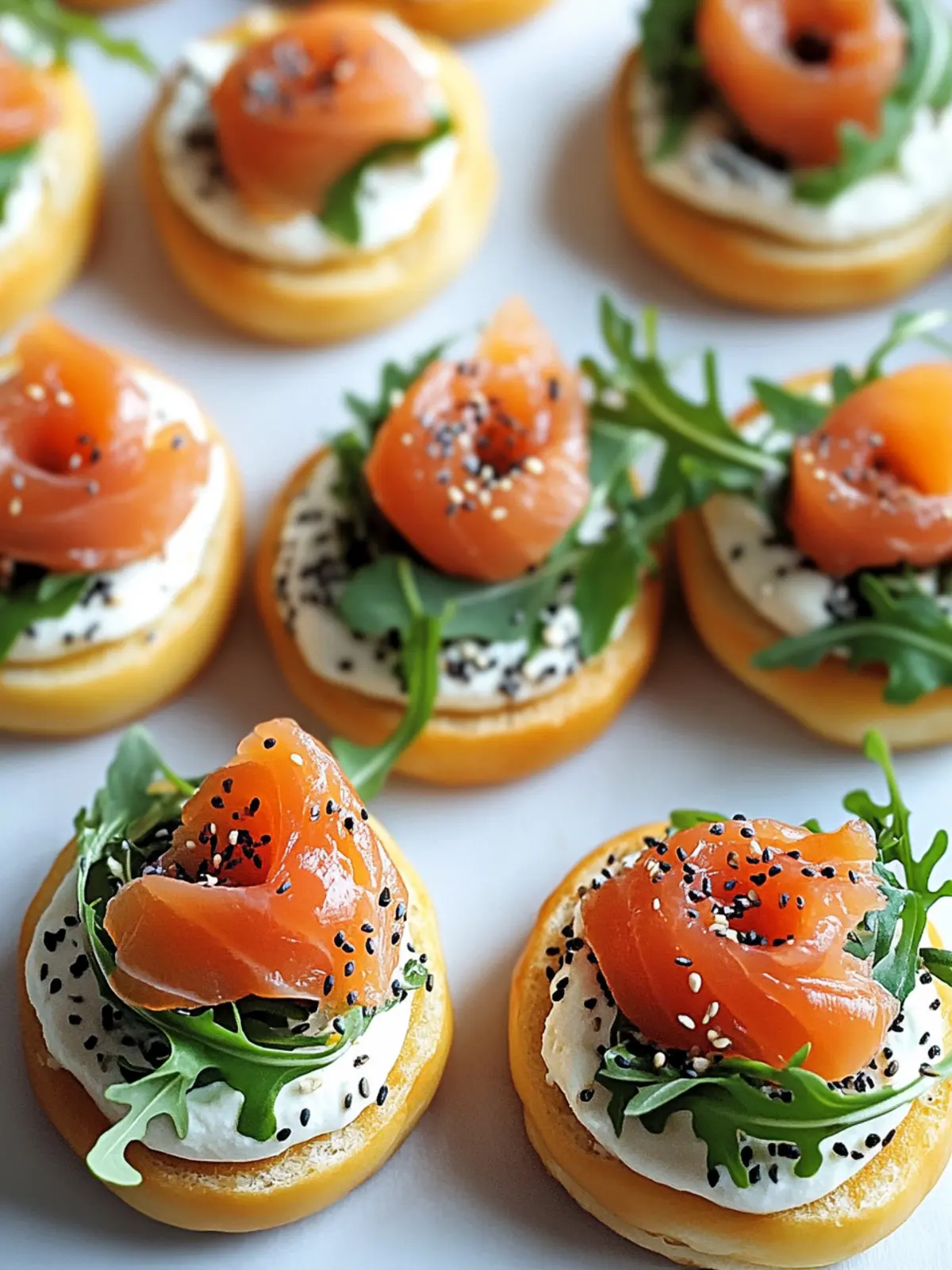 Mini-Bagels with smoked salmon and arugula