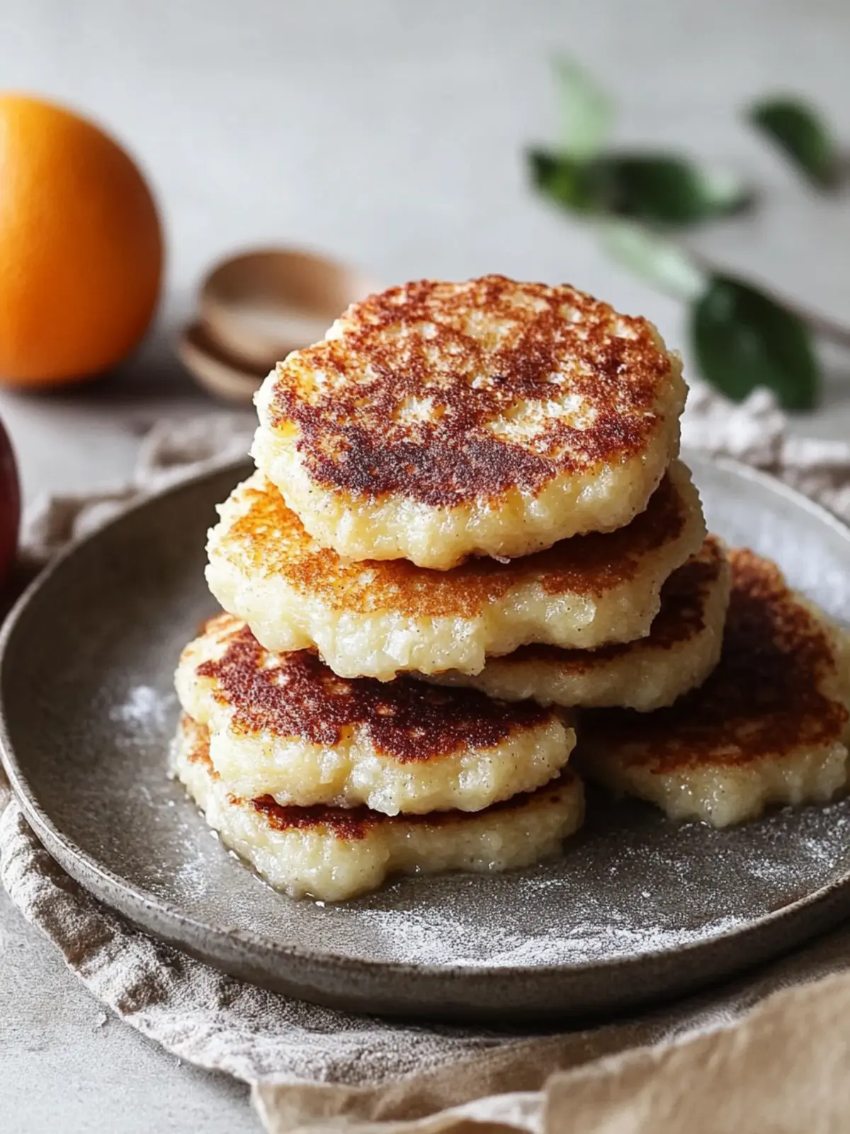 Milchreispuffer mit Apfel und Rosinen