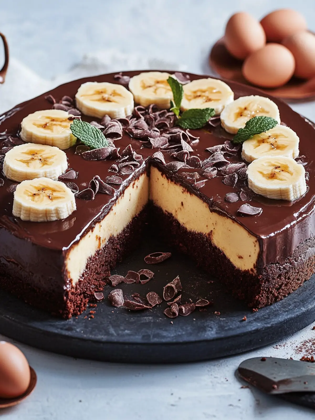 A piece of happiness with the chocolate banana cake with egg liqueur