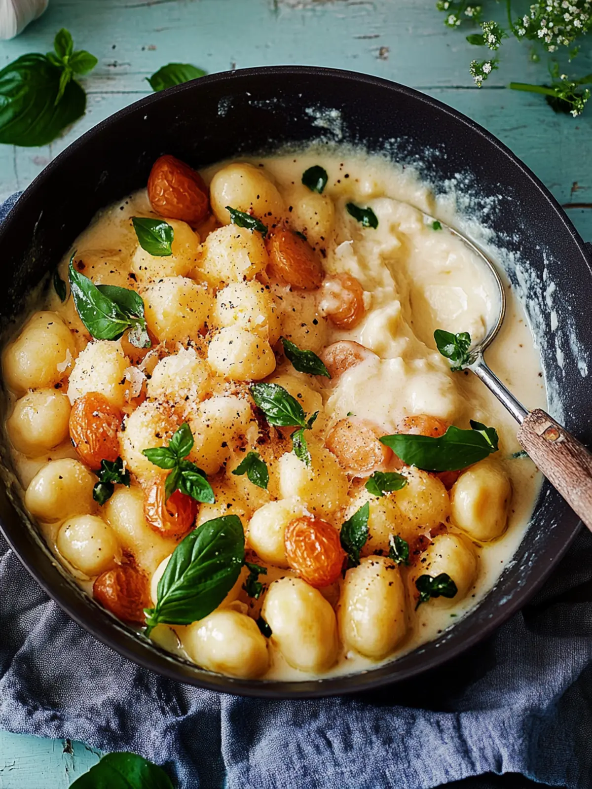 Hähnchen-Gnocchi-Pfanne in Pfeffercreme
