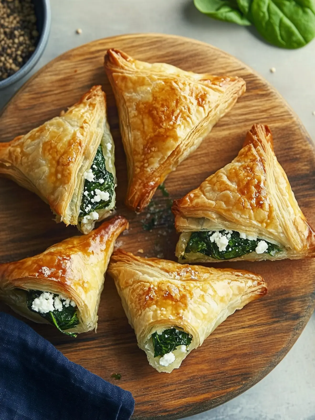 Puff pastry pockets with spinach and feta