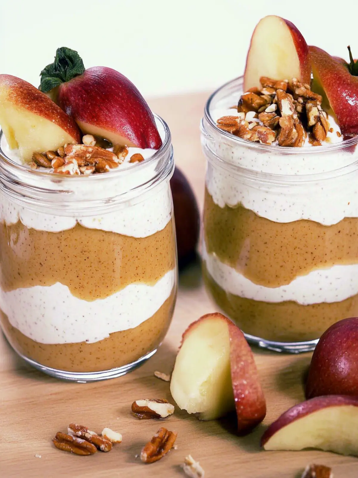 Apfelmus mit Zimt-Creme und Karamell-Mandeln