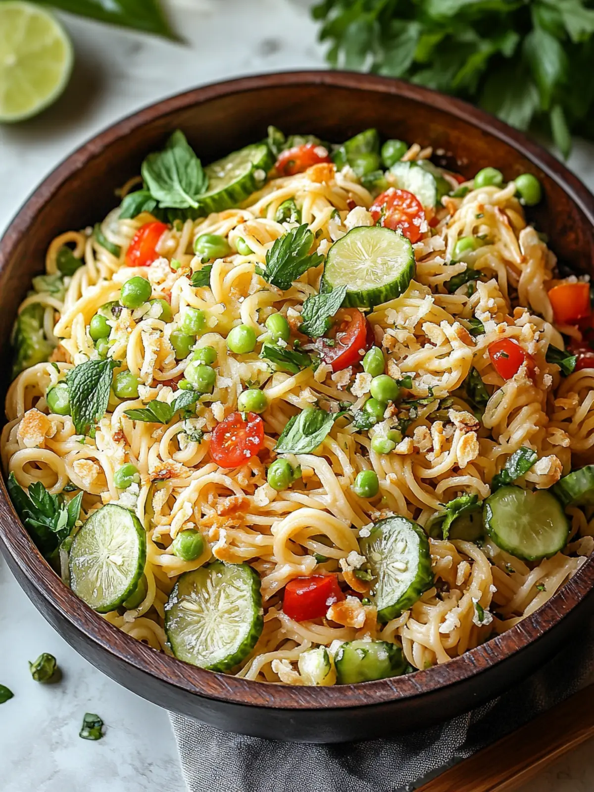 Limetten Crunch Nudelsalat