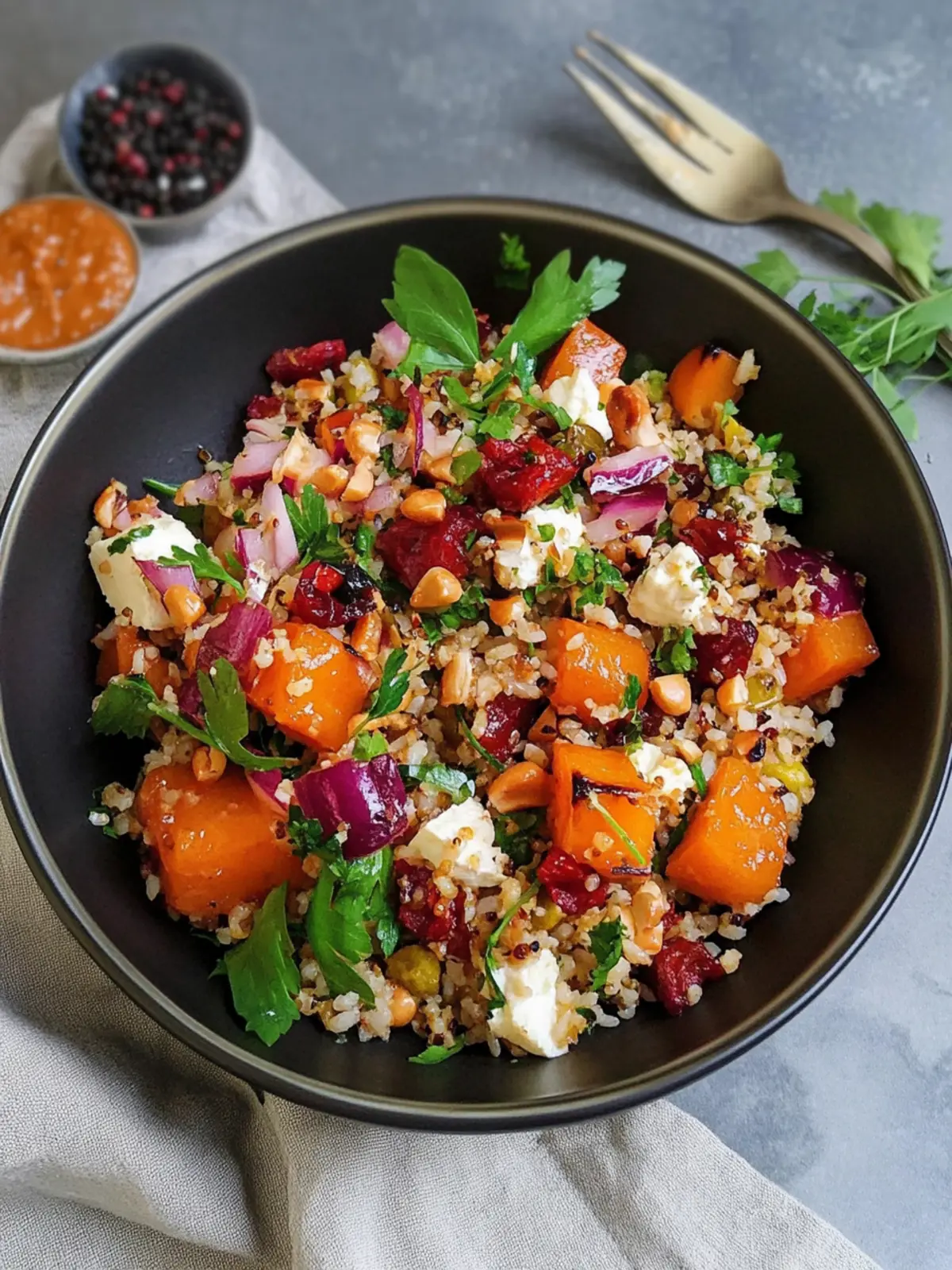Knuspriger Reissalat mit herbstlichen Zutaten