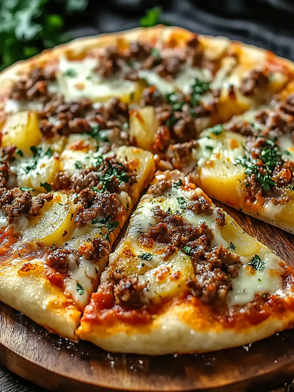 Crispy potato pizza with minced meat – A hearty oven recipe