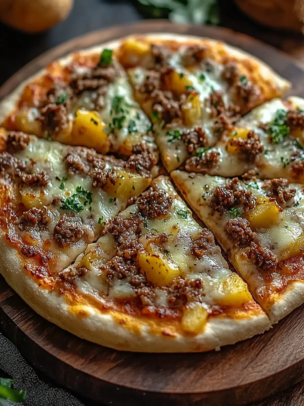 Crispy potato pizza with minced meat – A hearty oven recipe